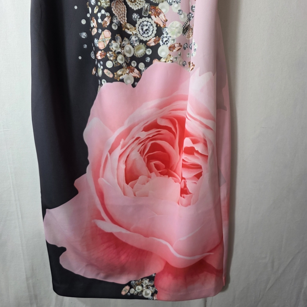 Ted Baker Rubelle Blenheim Palace ruched detail midi dress in natural maximalist - Picture 8 of 16